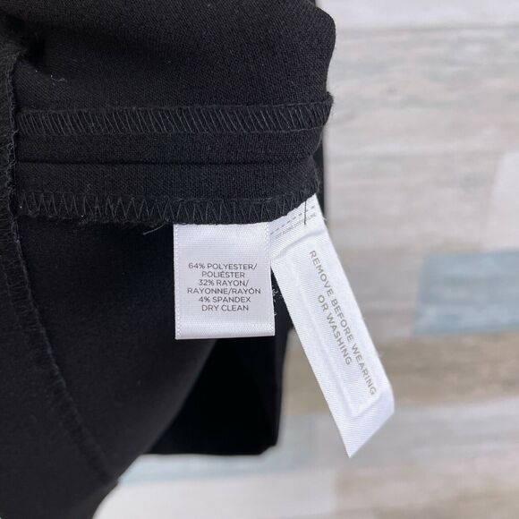 LOFT Ponte Pocketed Sheath Dress Black Exposed Zipper Stretch Womens 0P 0 Petite - Picture 7 of 8